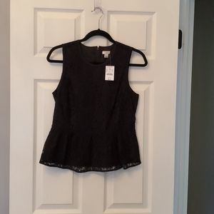JCrew Black Lace Peplum Blouse - 4